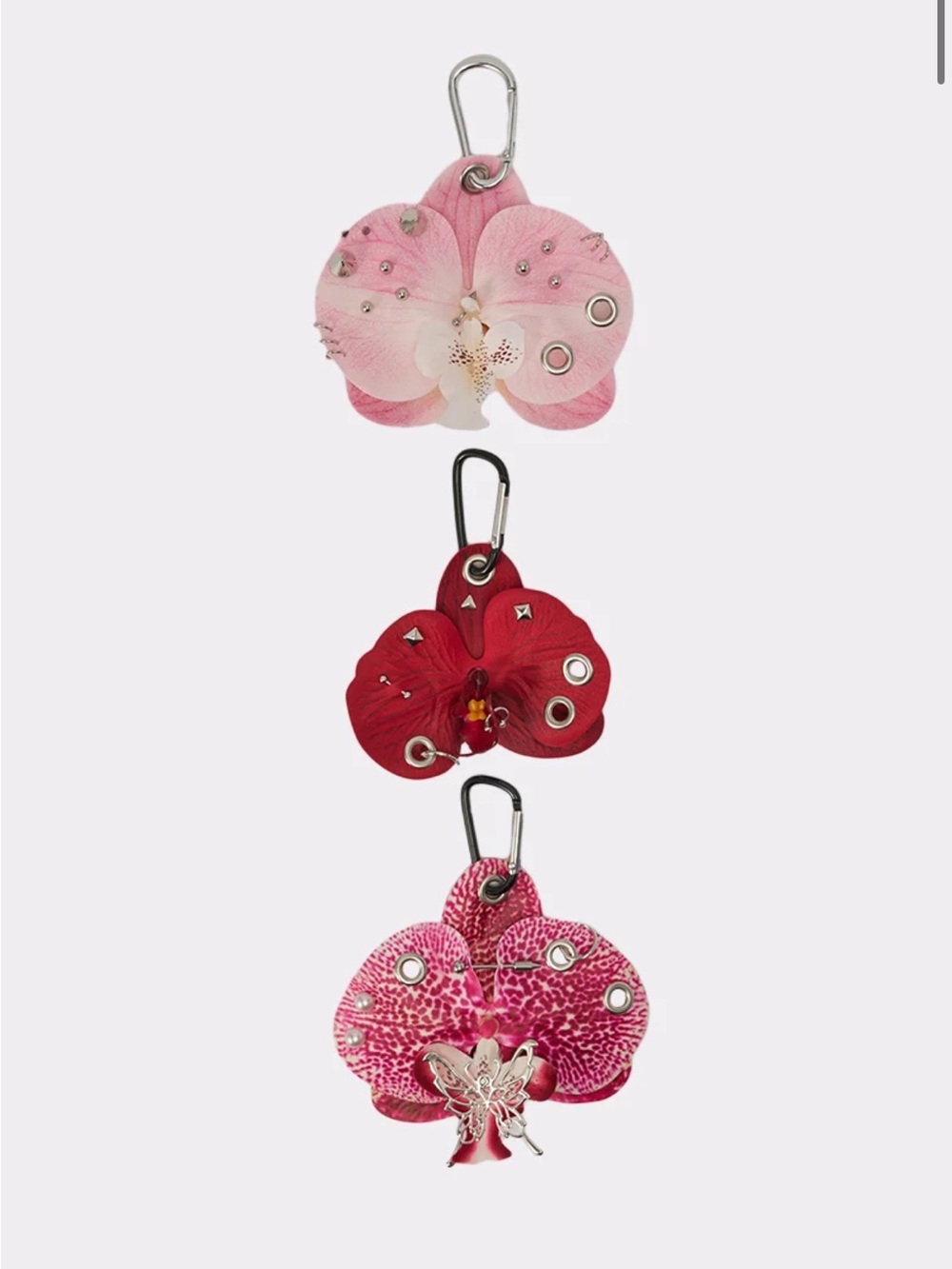 PIERCED ORCHID FLOWER KEYCHAIN SET